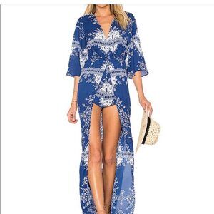 Lovers & Friends Kimono Maxi Romper – Intricate Paisley & Floral Print – Size S